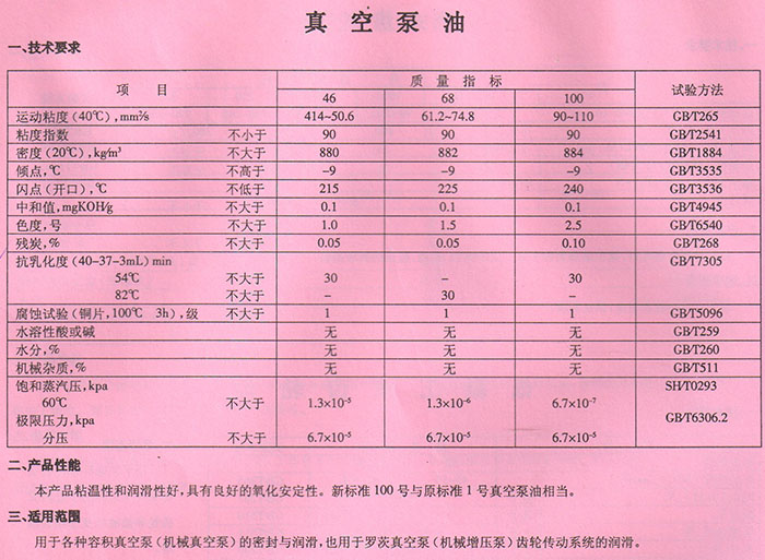 100號(hào)真空泵油